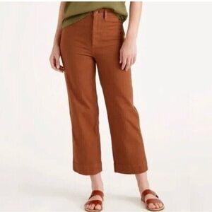 Quince Stretch Cotton Twill Wide-Leg Crop Pant Rust Brown High Rise Size 28 NEW
